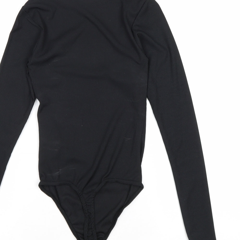 Boohoo Womens Black Polyester Bodysuit One-Piece Size 6 Drawstring