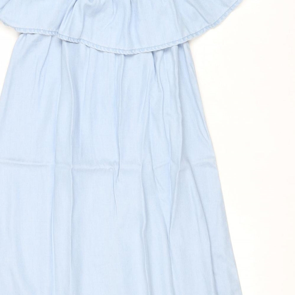 George Womens Blue Lyocell A-Line Size 10 Off the Shoulder Pullover