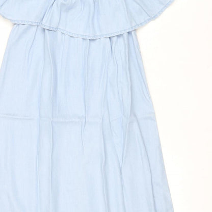 George Womens Blue Lyocell A-Line Size 10 Off the Shoulder Pullover