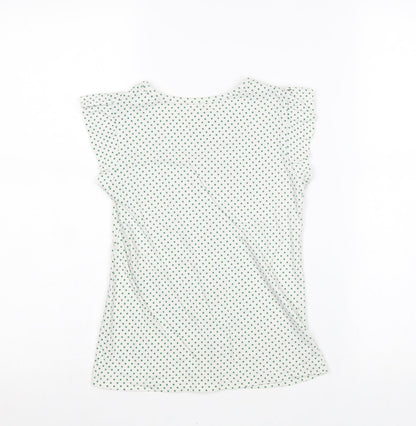 Preworn Girls White Geometric 100% Cotton Basic T-Shirt Size 5-6 Years Round Neck Pullover - Ireland Heart