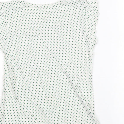 Preworn Girls White Geometric 100% Cotton Basic T-Shirt Size 5-6 Years Round Neck Pullover - Ireland Heart