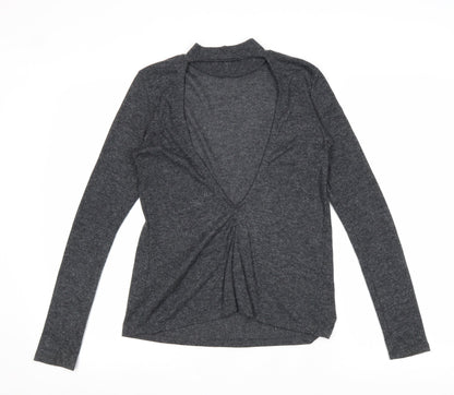 Womens UK Size XS H&M Grey Basic T-Shirt