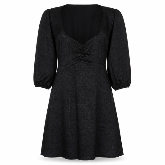 NEXT Womens Black Geometric Viscose A-Line Size 10 Sweetheart Zip