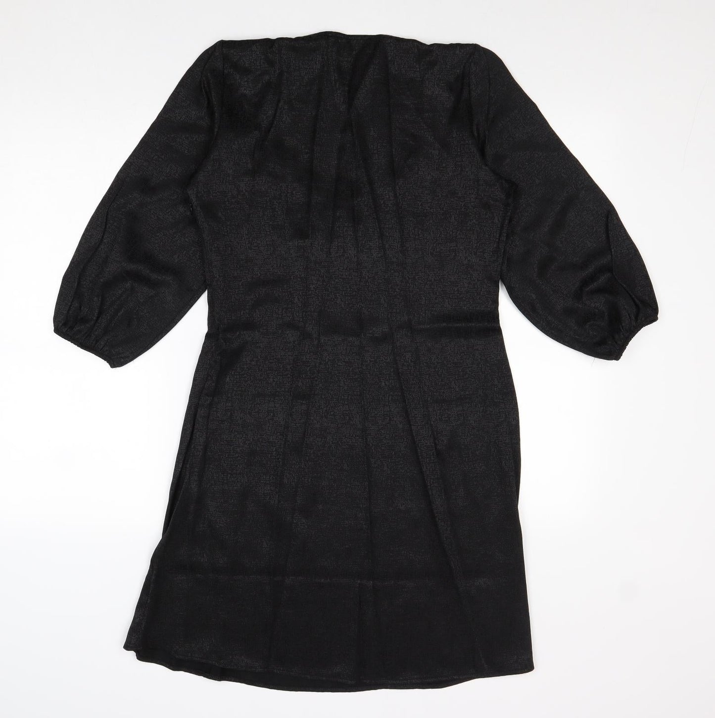 NEXT Womens Black Geometric Viscose A-Line Size 10 Sweetheart Zip