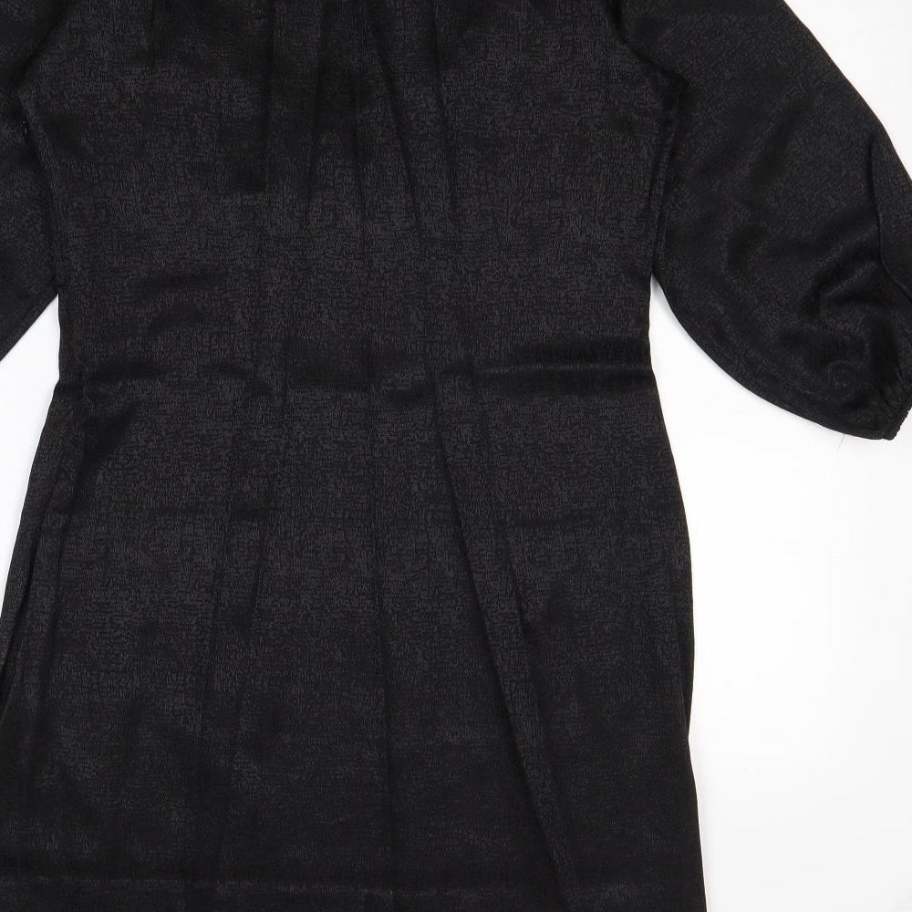 NEXT Womens Black Geometric Viscose A-Line Size 10 Sweetheart Zip