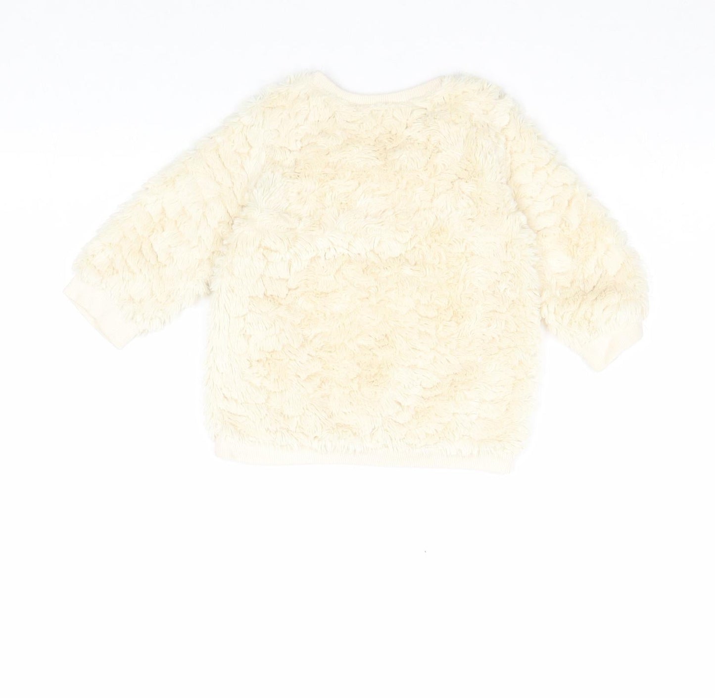Matalan Girls Beige Polyester Pullover Jumper Size 9-12 Months Button - Faux Fur