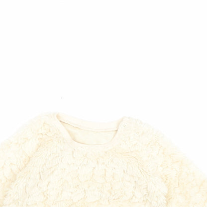 Matalan Girls Beige Polyester Pullover Jumper Size 9-12 Months Button - Faux Fur