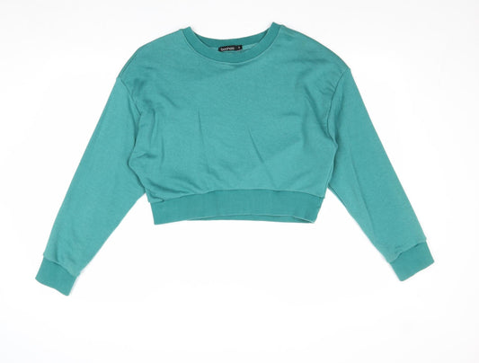 Boohoo Womens Green Polyester Pullover Sweatshirt Size S Pullover