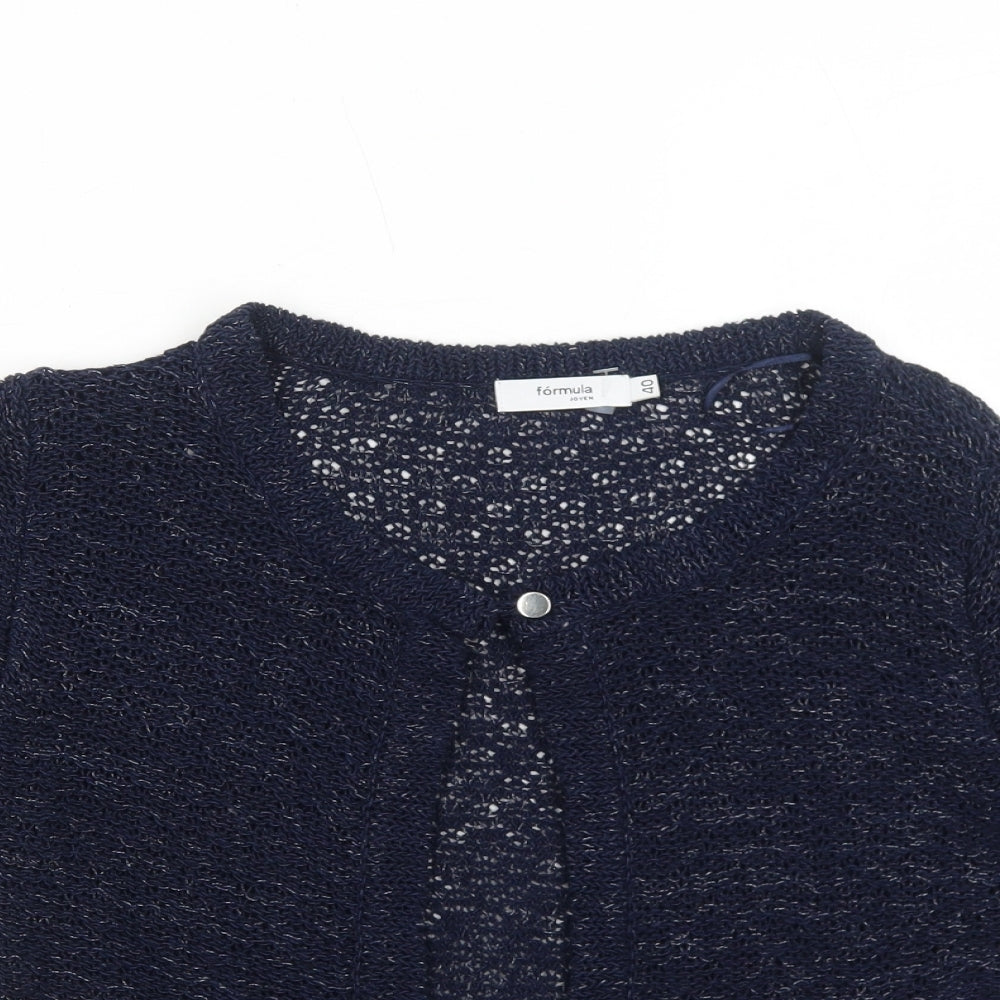 formula Womens Blue Boat Neck Cotton Cardigan Jumper Size 12