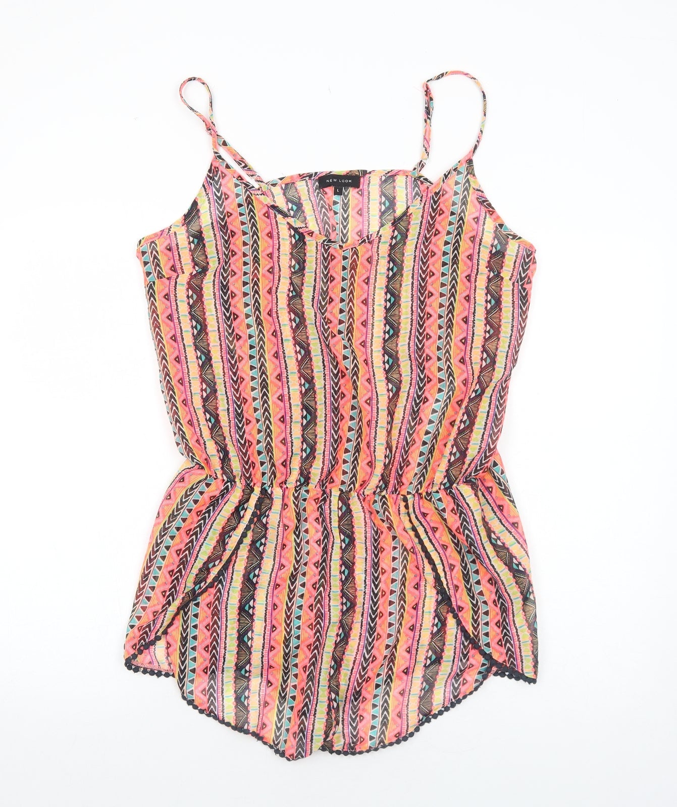 New Look Womens Multicoloured Geometric Polyester Cover Up Size L - Playsuit