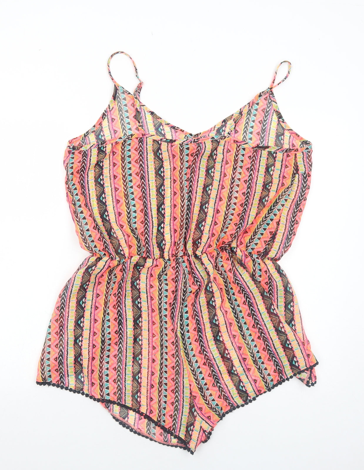 New Look Womens Multicoloured Geometric Polyester Cover Up Size L - Playsuit