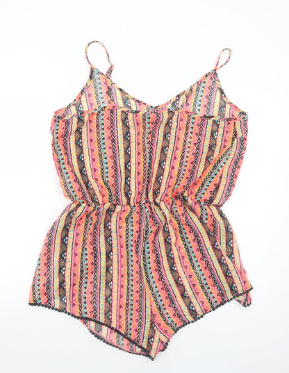 New Look Womens Multicoloured Geometric Polyester Cover Up Size L - Playsuit