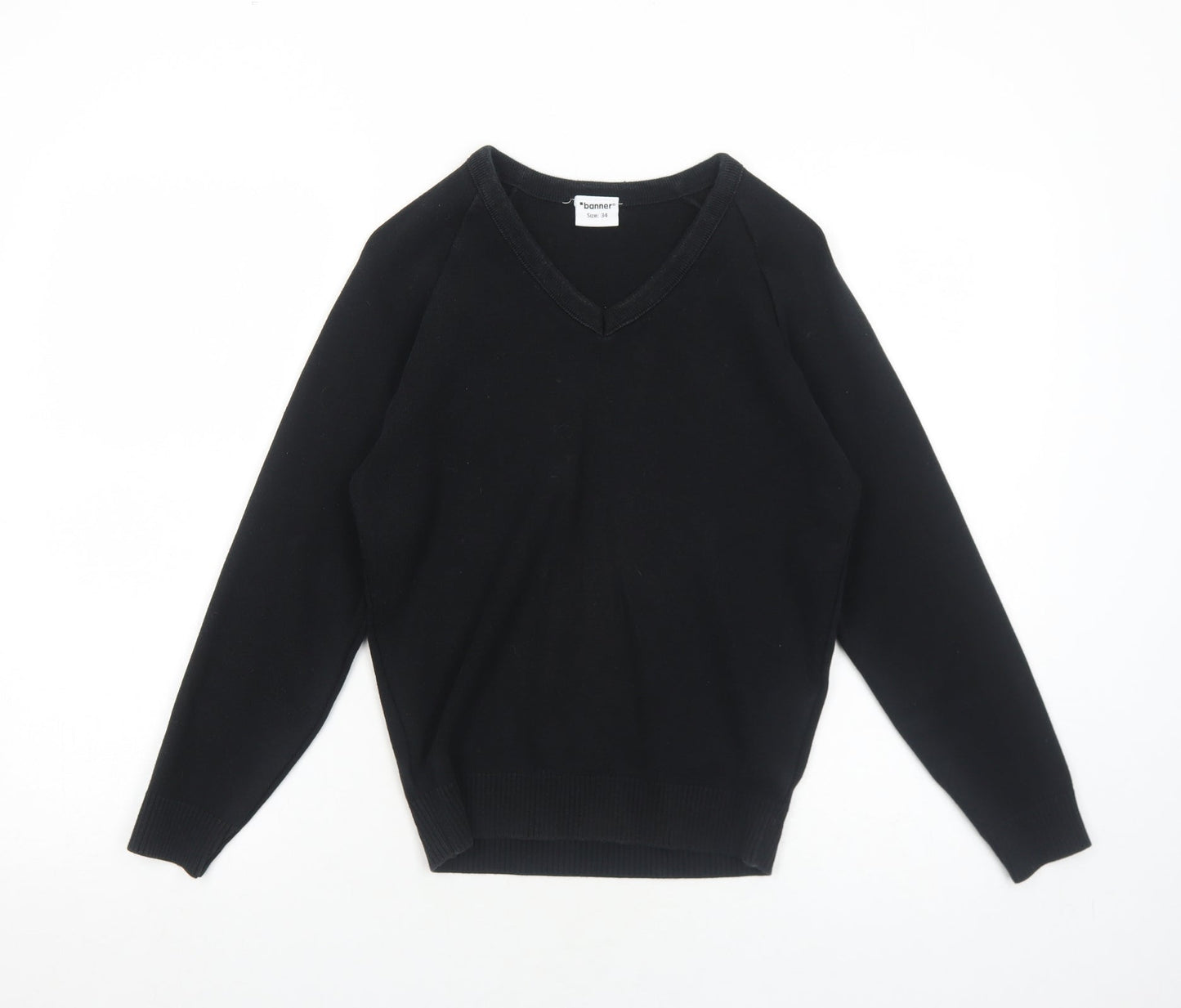 Bonner Womens Black V-Neck Acrylic Pullover Jumper Size 6