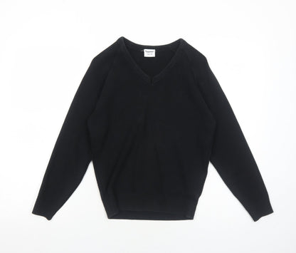 Bonner Womens Black V-Neck Acrylic Pullover Jumper Size 6