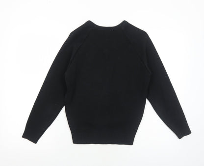 Bonner Womens Black V-Neck Acrylic Pullover Jumper Size 6