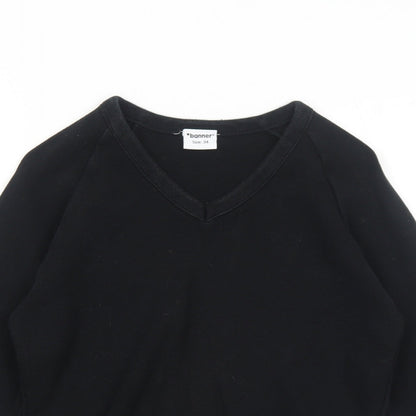 Bonner Womens Black V-Neck Acrylic Pullover Jumper Size 6