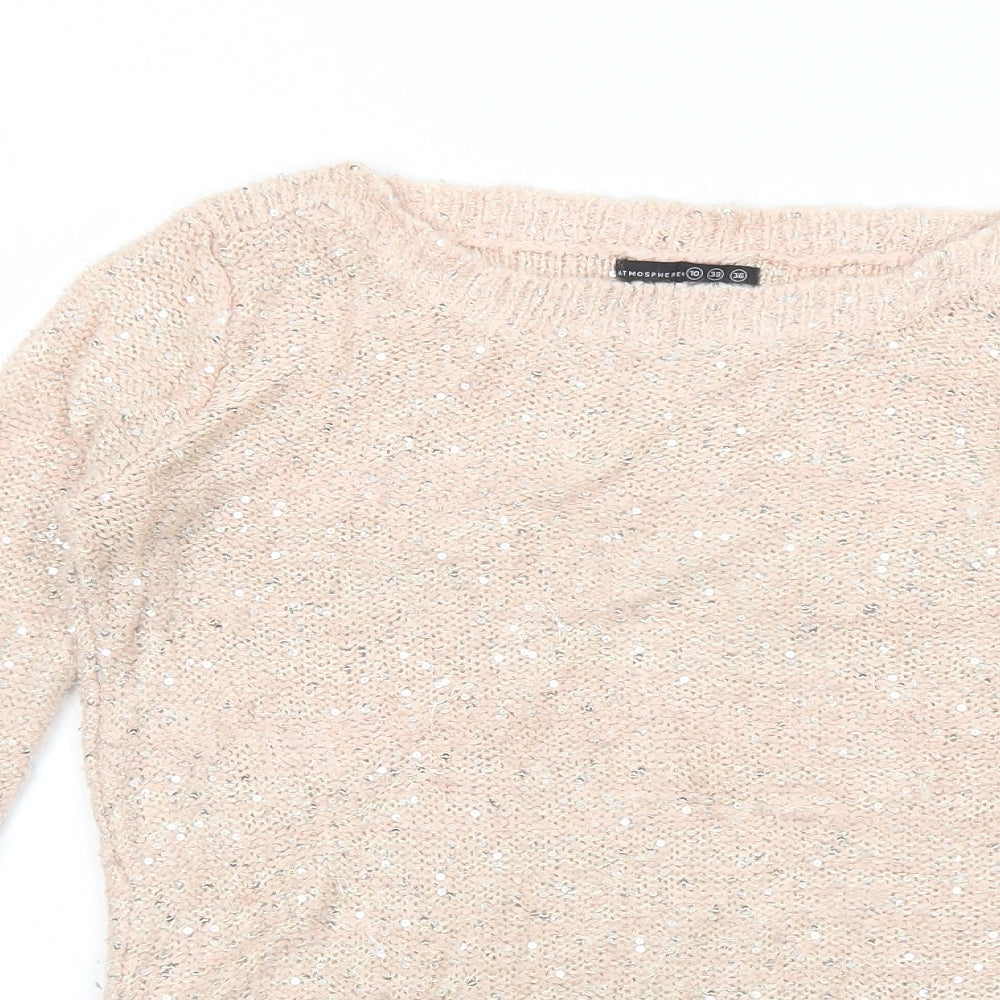 Atmosphere Womens Pink Boat Neck Acrylic Pullover Jumper Size 10