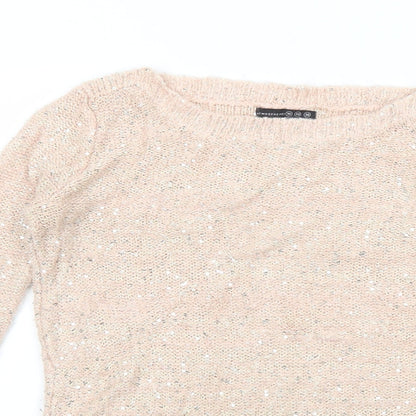 Atmosphere Womens Pink Boat Neck Acrylic Pullover Jumper Size 10