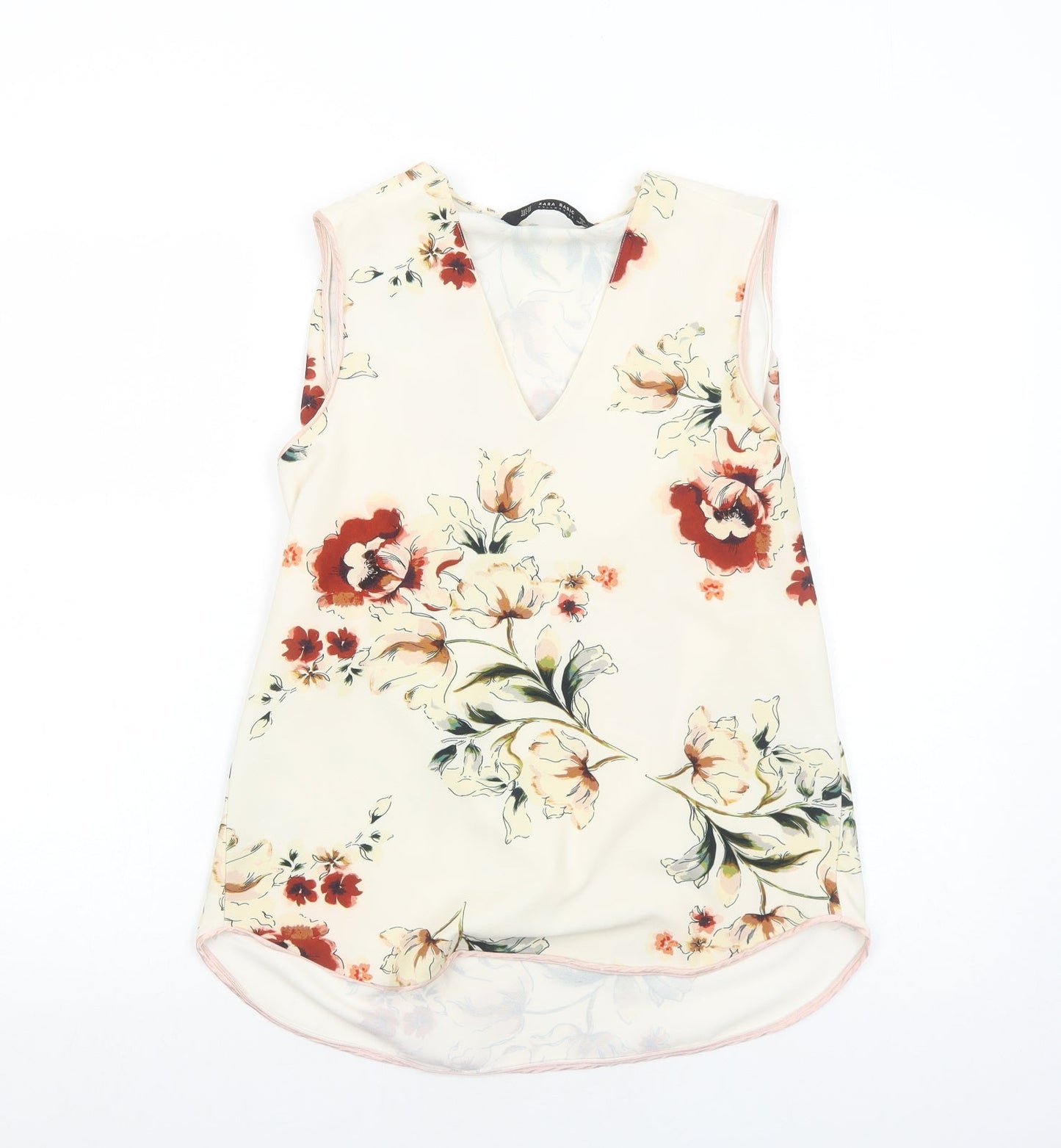 Womens UK Size XS Zara Ivory Basic Tank