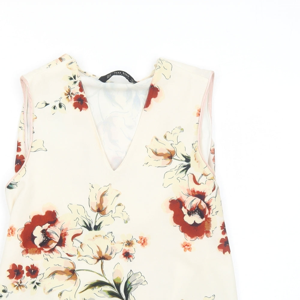 Womens UK Size XS Zara Ivory Basic Tank
