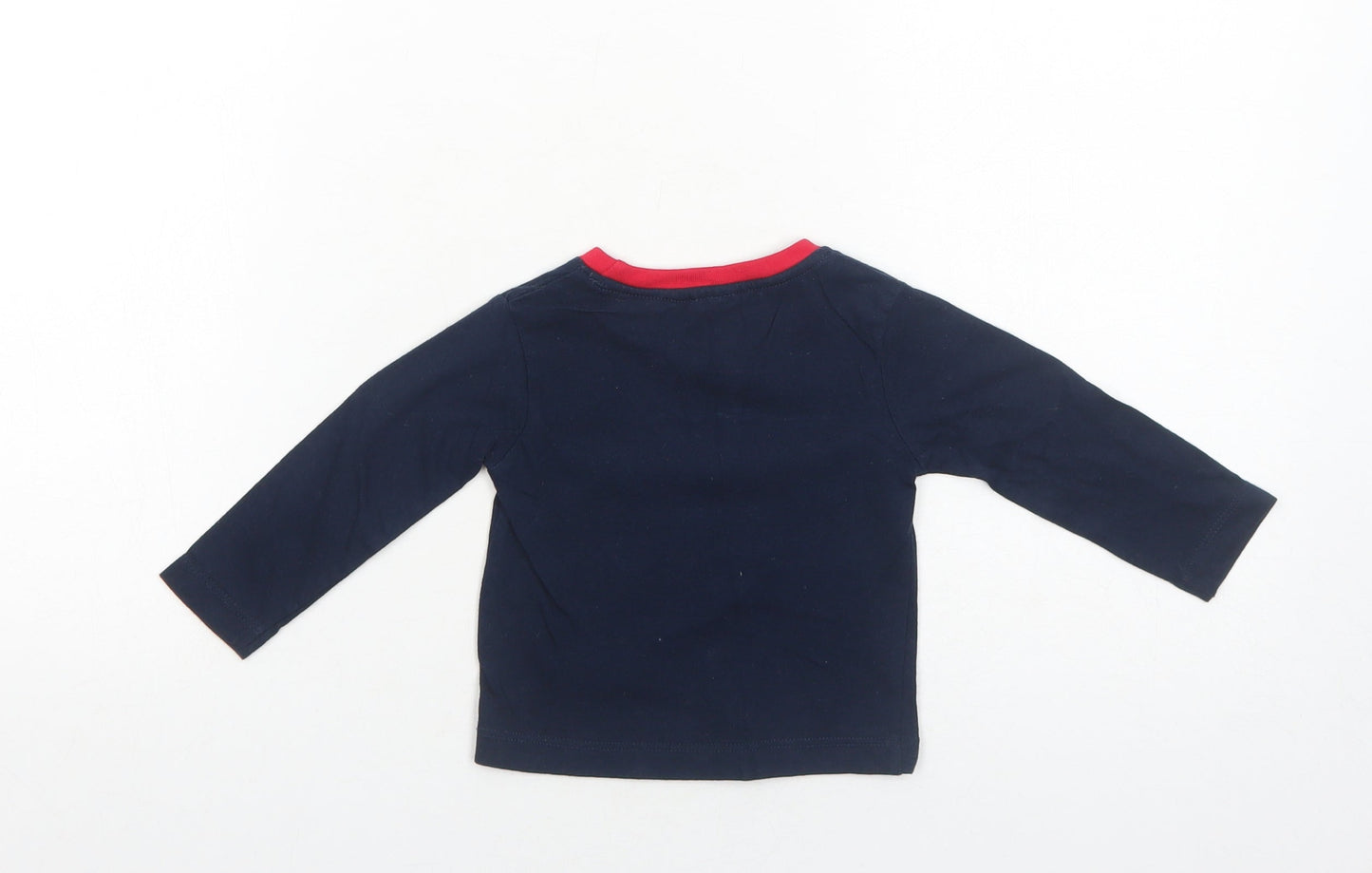 Peacocks Boys Blue Cotton Basic T-Shirt Size 6-9 Months Round Neck Pullover - My 1st Christmas