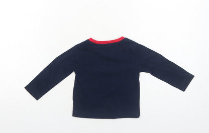 Peacocks Boys Blue Cotton Basic T-Shirt Size 6-9 Months Round Neck Pullover - My 1st Christmas
