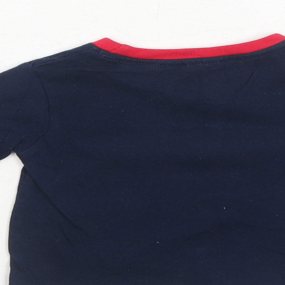 Peacocks Boys Blue Cotton Basic T-Shirt Size 6-9 Months Round Neck Pullover - My 1st Christmas