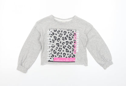 Matalan Girls Grey Cotton Pullover Sweatshirt Size 7 Years Pullover - Bonjour