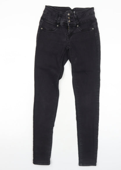 Evermore Womens Black Cotton Skinny Jeans Size 6 Regular Zip