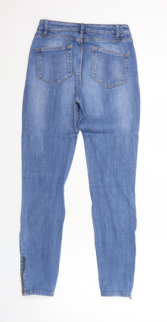 NEXT Womens Blue Cotton Straight Jeans Size 8 Regular Zip