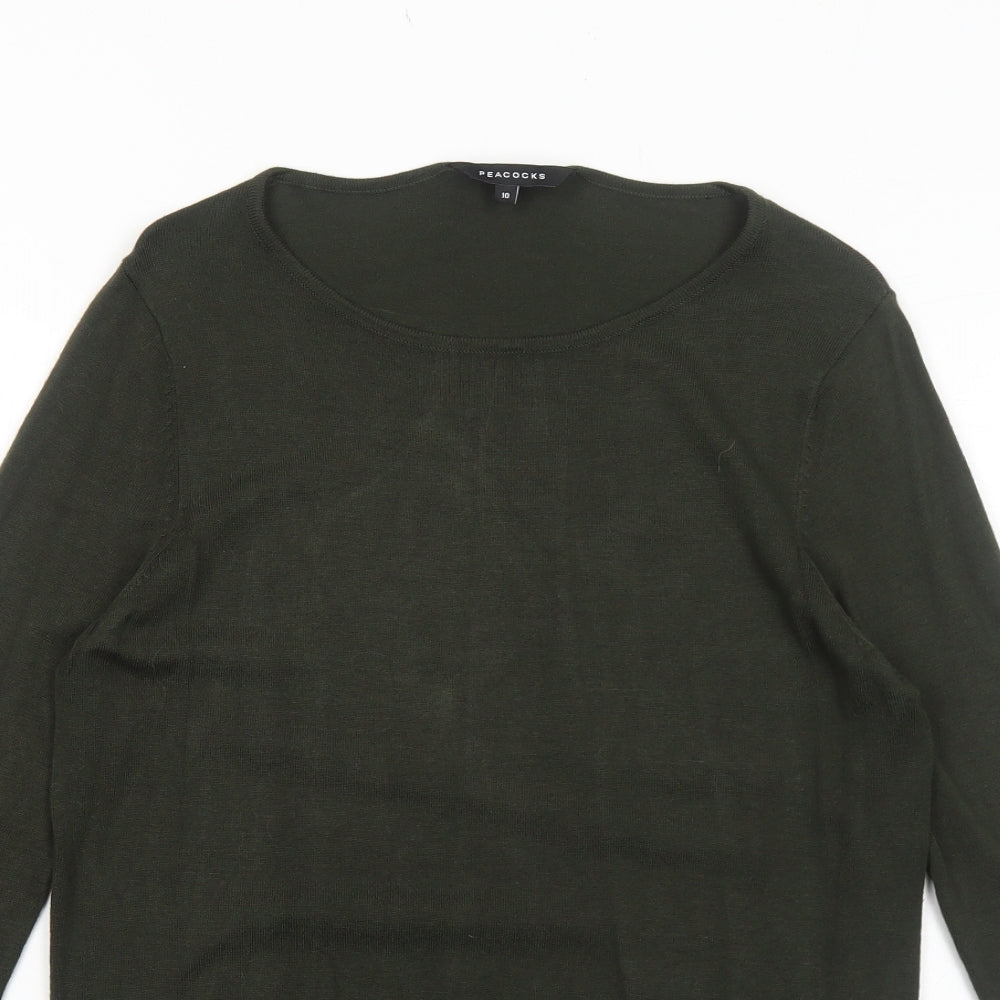 Womens UK Size 10 Peacocks Green Pullover Jumper
