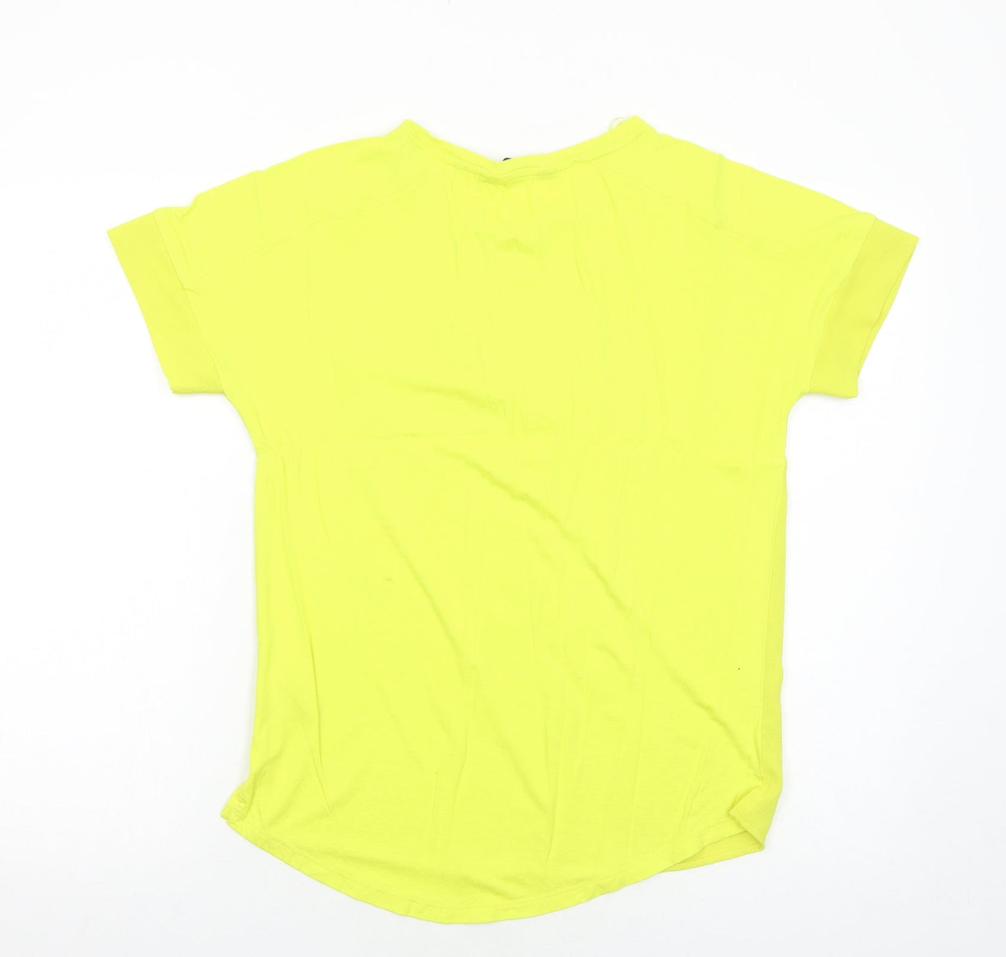 F&F Womens Yellow Polyester Basic T-Shirt Size 8 Round Neck
