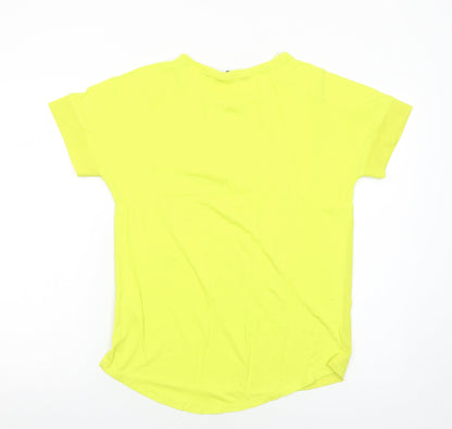 F&F Womens Yellow Polyester Basic T-Shirt Size 8 Round Neck