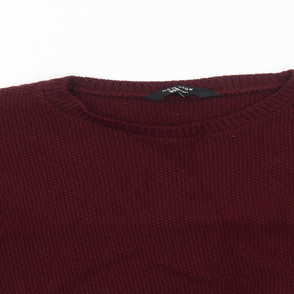 New Look Girls Red Round Neck Acrylic Pullover Jumper Size 14-15 Years Pullover