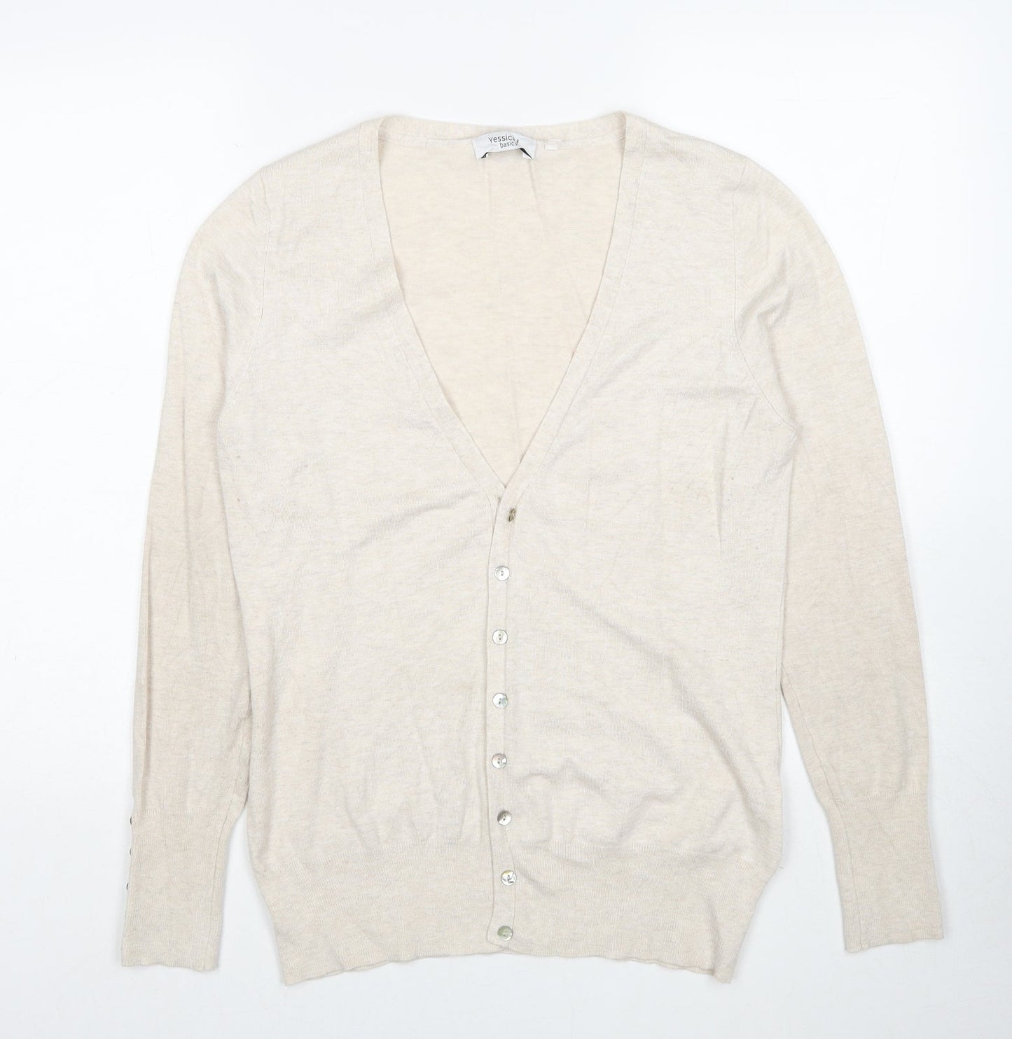 Womens UK Size L Yessica Beige Cardigan Jumper