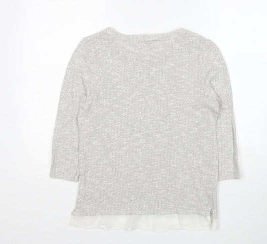 TU Womens Grey Boat Neck Cotton Pullover Jumper Size 10 - Heart