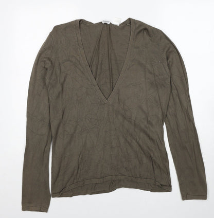 La Redoute Womens Green V-Neck Cotton Pullover Jumper Size 14 - Size 14-16