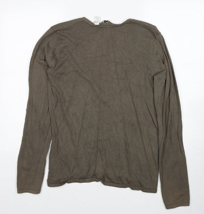 La Redoute Womens Green V-Neck Cotton Pullover Jumper Size 14 - Size 14-16