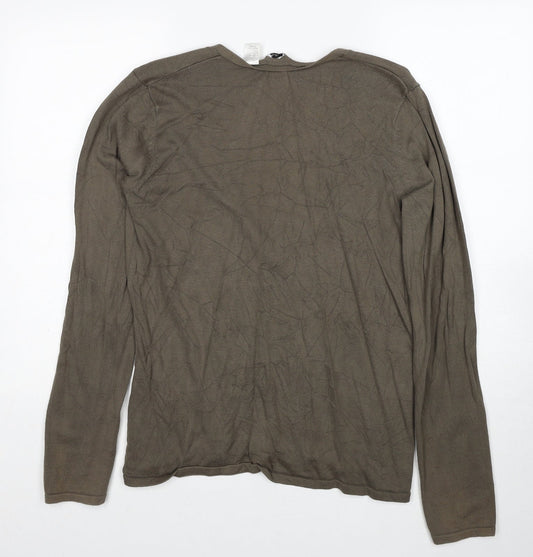 La Redoute Womens Green V-Neck Cotton Pullover Jumper Size 14 - Size 14-16