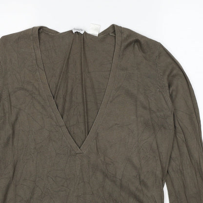 La Redoute Womens Green V-Neck Cotton Pullover Jumper Size 14 - Size 14-16