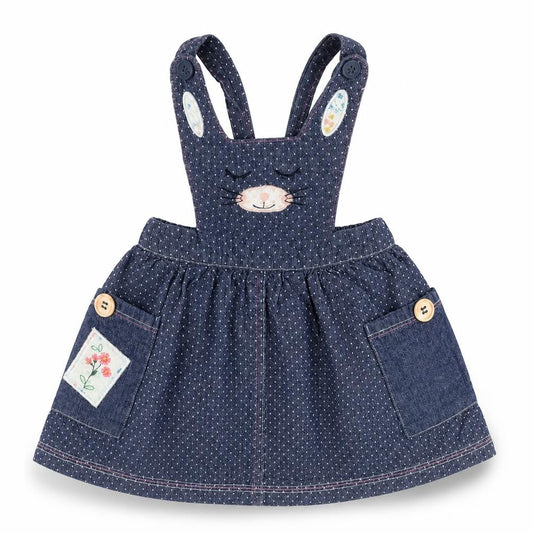 Nutmeg Girls Blue Polka Dot Cotton Pinafore/Dungaree Dress Size 3-6 Months Square Neck Button
