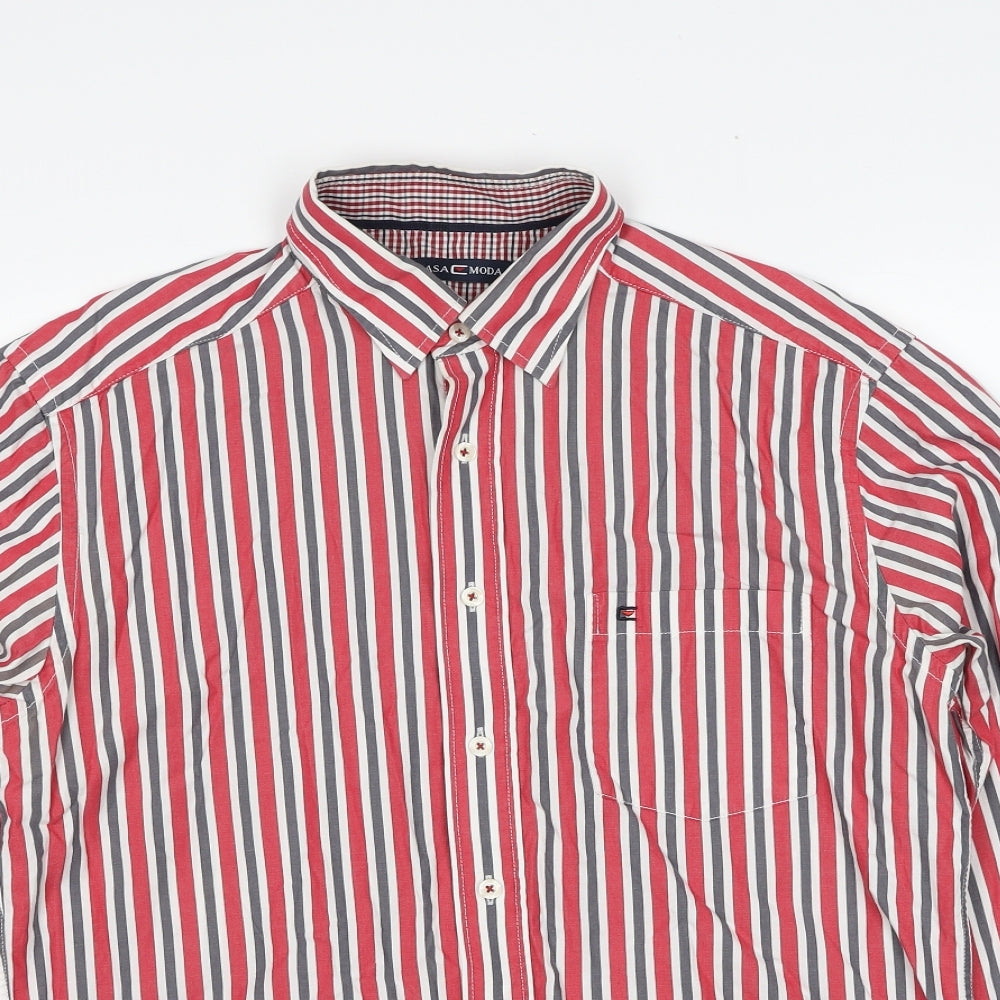 Mens UK Size M CASAMODA Red  Button-Up Long Sleeve Casual Shirt