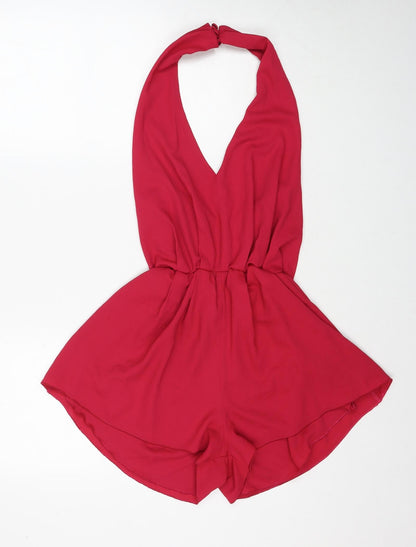 Love Womens Pink Polyester Romper One-Piece Size XS Button