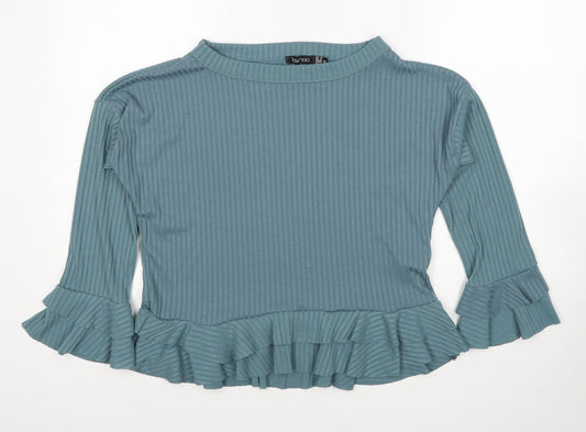 Boohoo Womens Blue Round Neck Polyester Pullover Jumper Size 10