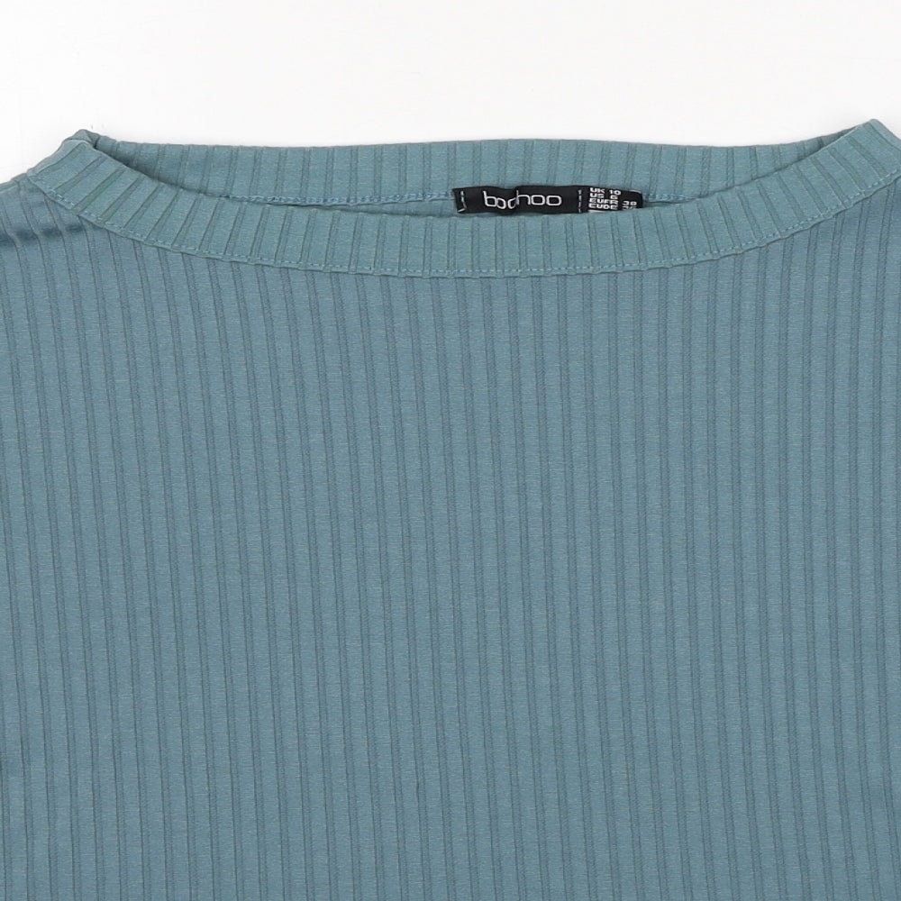 Boohoo Womens Blue Round Neck Polyester Pullover Jumper Size 10