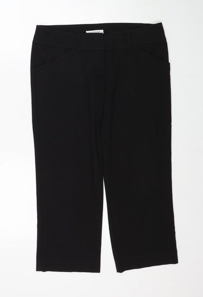 George Womens Black Polyester Trousers Size 12 Regular Zip
