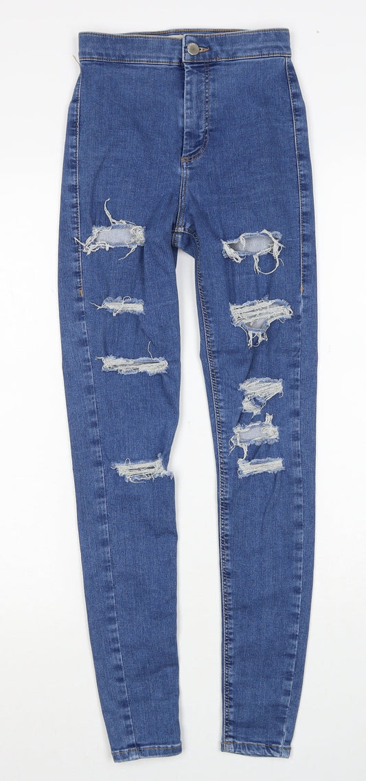 Topshop Womens Blue Cotton Skinny Jeans Size 26 in L32 in Regular Zip