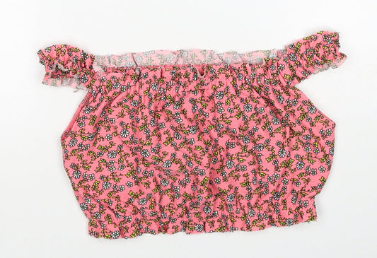 Womens UK Size 6 New Look Pink Cropped Blouse