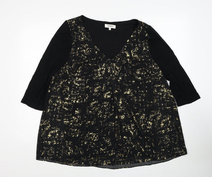 Studio8 Womens Black Polyester Basic Blouse Size 16 V-Neck
