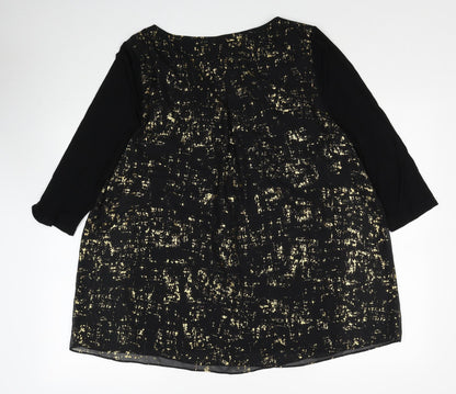 Studio8 Womens Black Polyester Basic Blouse Size 16 V-Neck